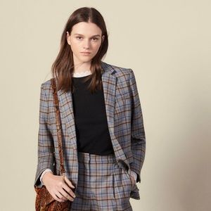 Sandro Nori Plaid One-Button Blazer FR38(US6)